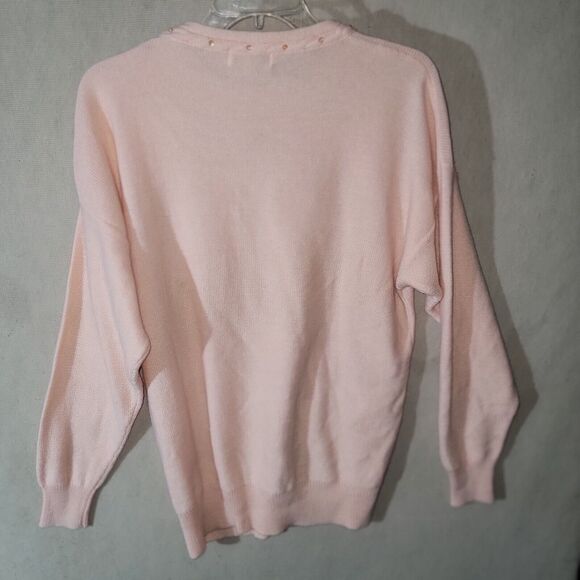 Pink Angora Sequin Sweater Womens Medium Wool Blend Winterwear Pastel Feminine - Picture 2 of 12
